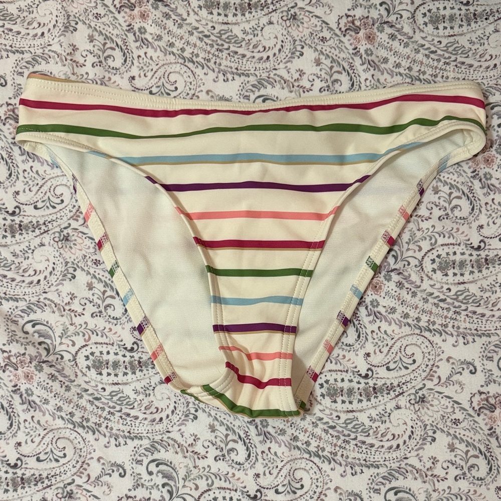 Kate Spade Women's Cream Multicolor Stripe Bikini Bottom